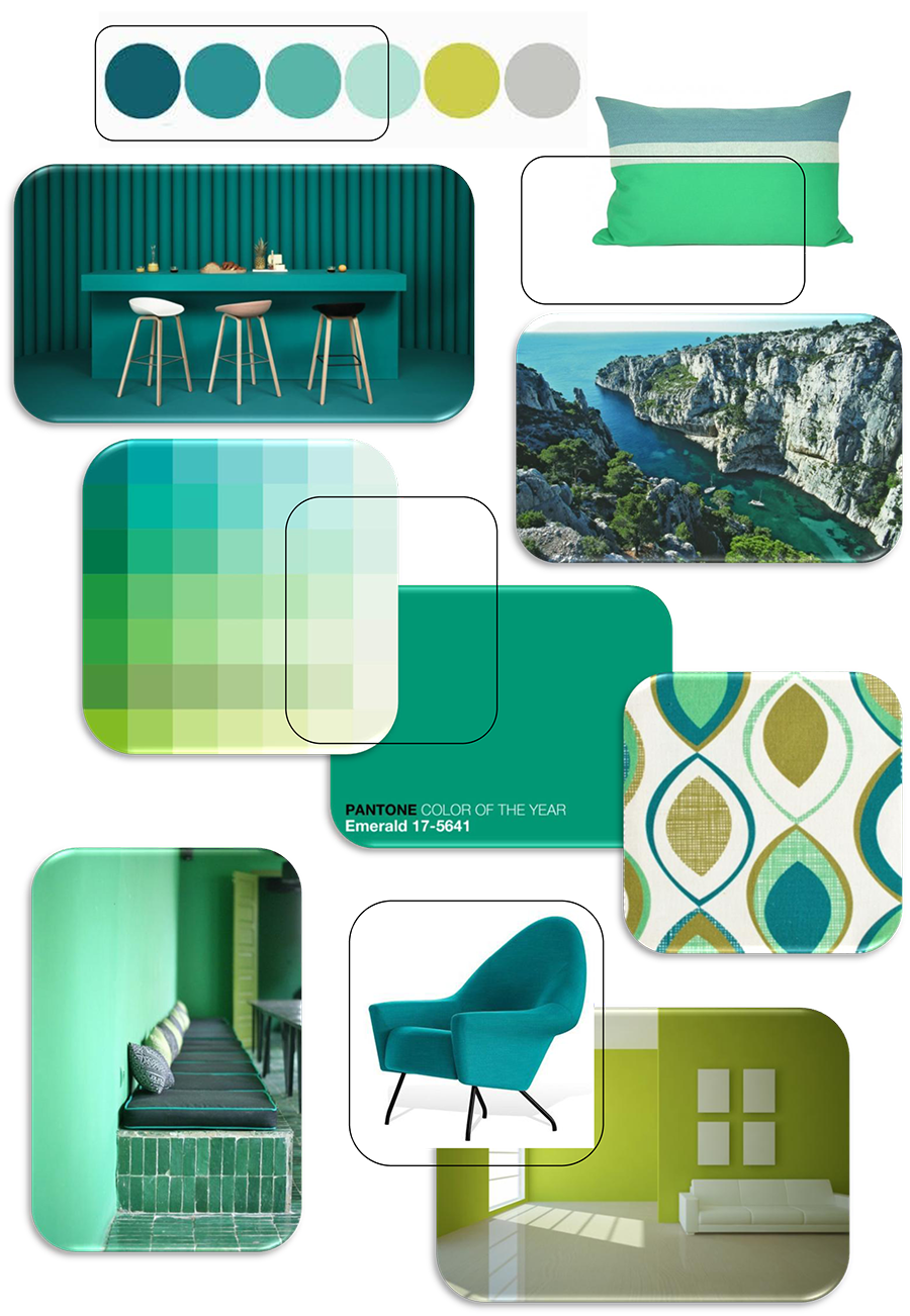 tendance vert émeraude et bleu canard